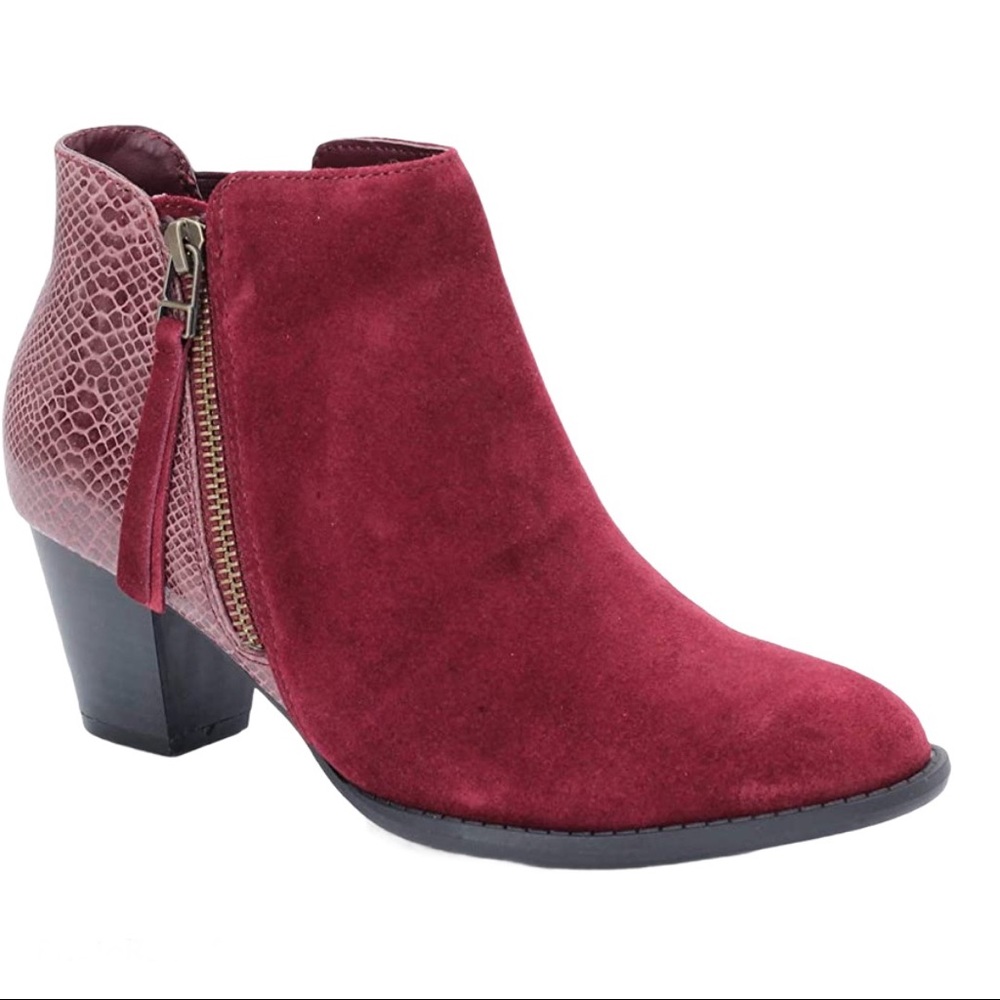 Vionic Red Ankle Boots with Snakeskin Detail